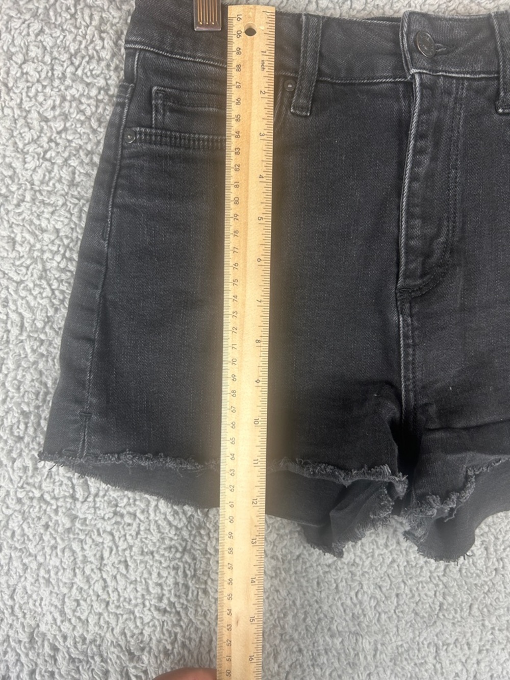 Paige Margot Short Raw Hem Black Denim Short Size 26 - Picture 8 of 15